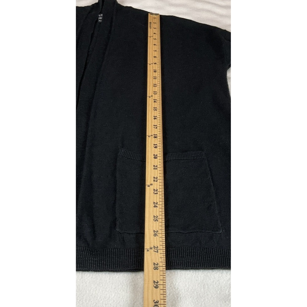 Eileen Fisher Size LP Organic Linen Cotton Black Open Front Cardigan Pockets - Picture 9 of 10